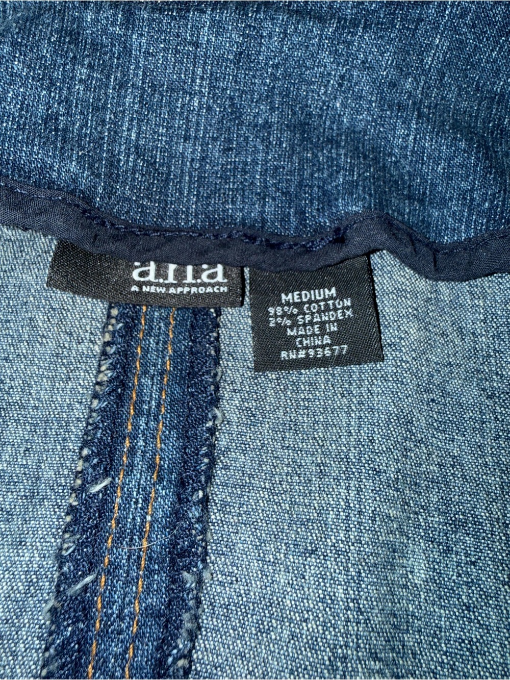 a.n.a. Blue Denim Vest with Shawl Collar and Brass Buttons - Picture 3 of 4